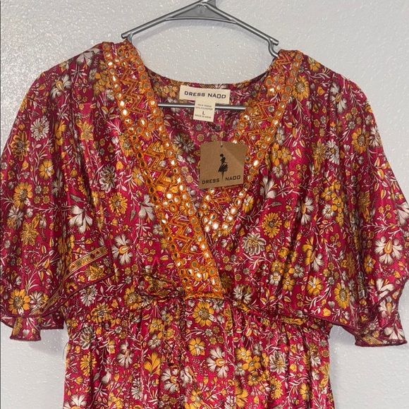 Bohemian Floral Maxi Dress in Red and Orange - Picture 11 of 14